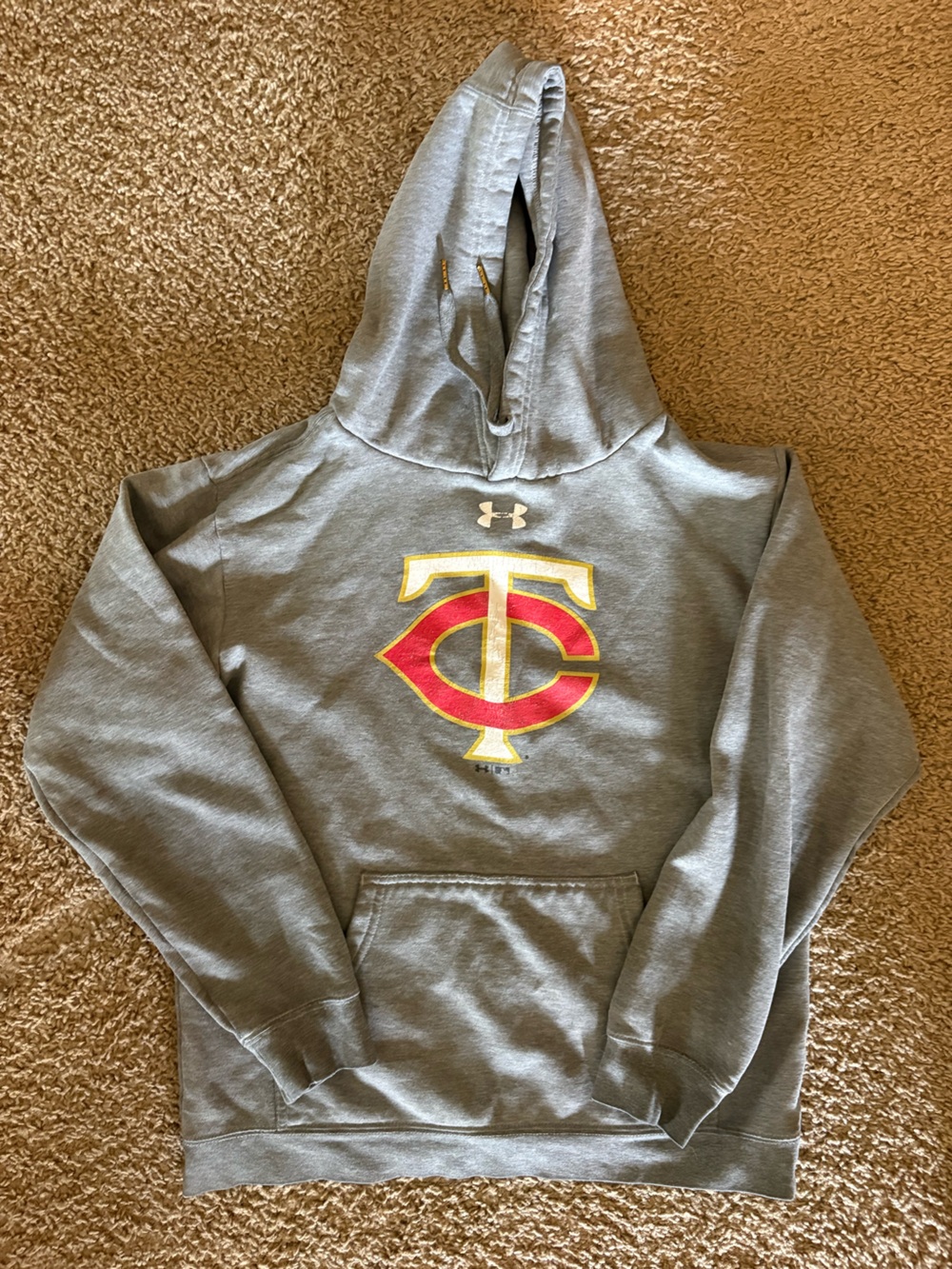 Minnesota Twins Under Armour Gray Hoodie with Red and Yellow Graphic